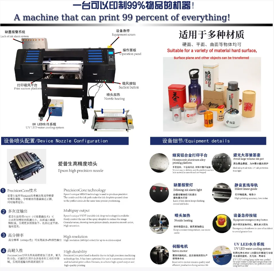 direct sale Wholesale price uv roll to roll led flatbed dtf hybrid light sticker printer a1 size a2 a3 a4 machine for tumbler