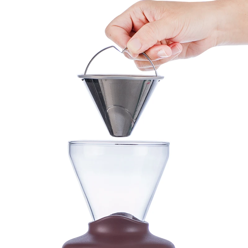 2 in 1 borosilicate glass pour over coffee maker pitcher set stainless steel ice cold drip coffee maker