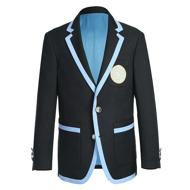 Костюм для мальчиков, однотонная школьная Униформа черного цвета, детская одежда из ткани с металлическими пуговицами, Детский костюм, комплекты одежды для мальчиков