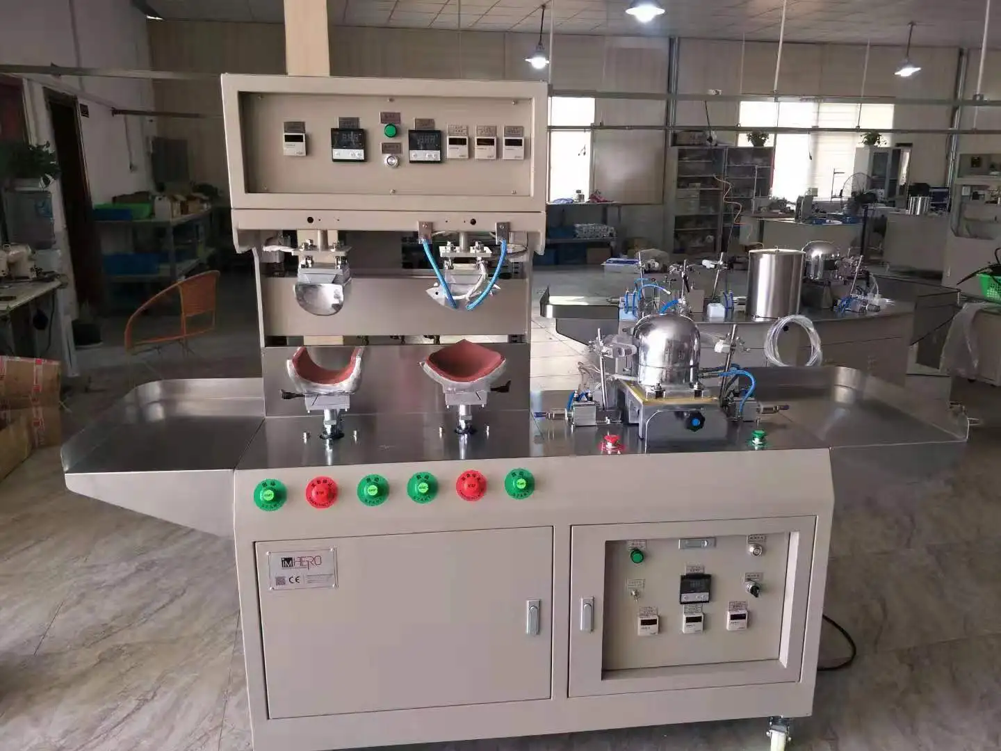 IMHERO hot-selling 3en1 Cap ironing machine for cap visor front panel cap crown multi-functional 3 heads