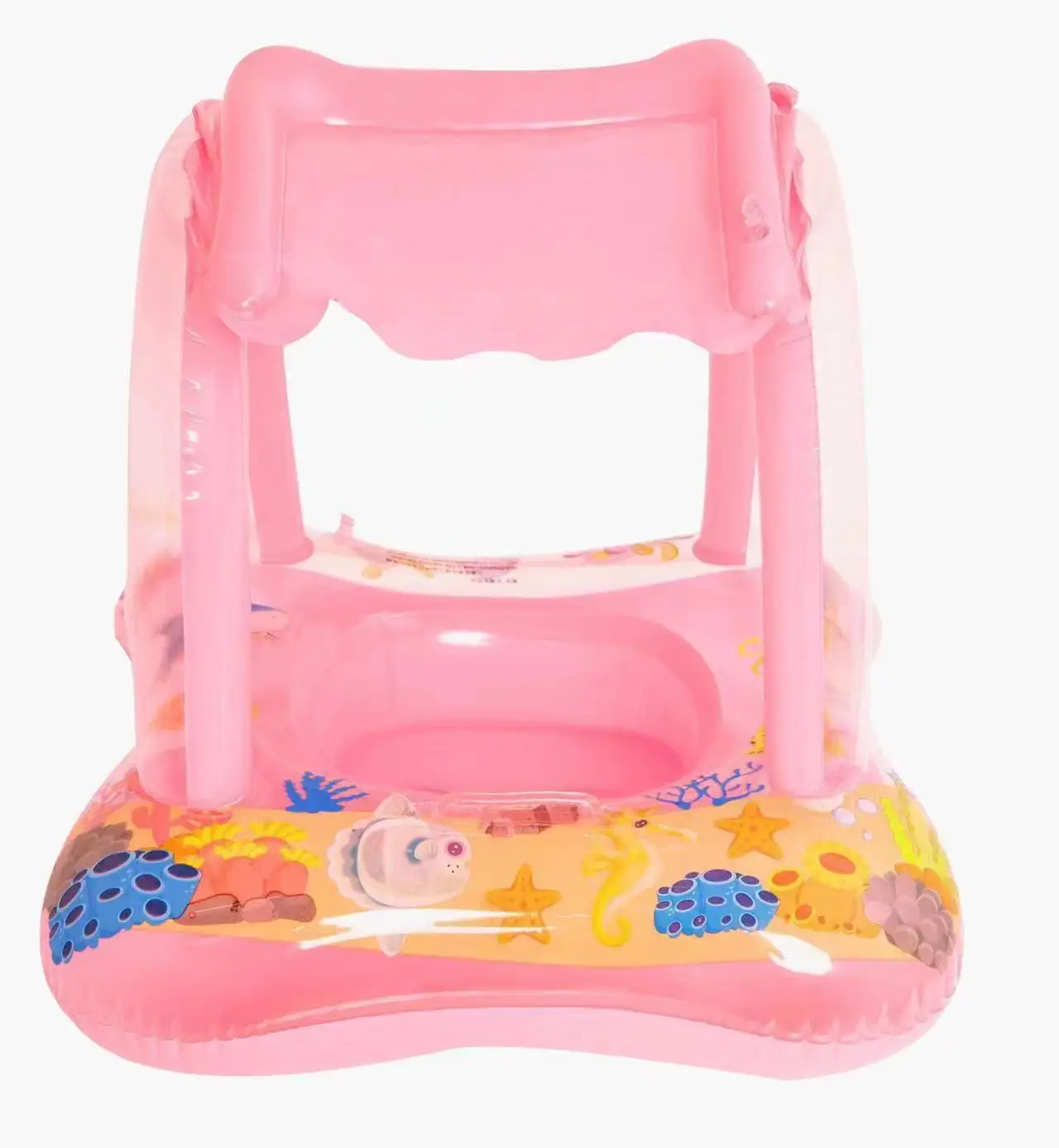 New design Baby swimming ring inflatable baby swimming float with canopy pool floats for kids