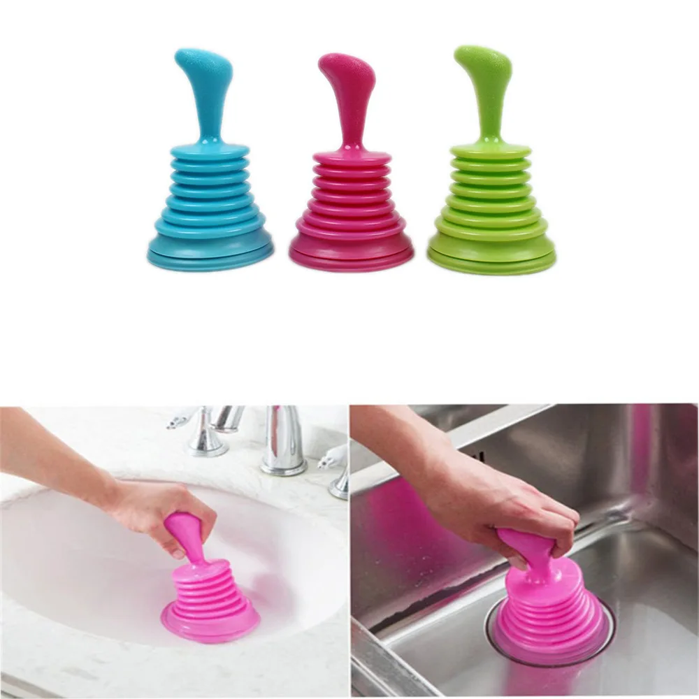 Toilet Drain Plungers Kitchen Rubber Sink Plunger Pipe-Cleaner Pipeline Dredger Household Sewer Suction Plug Bathroom Tools
