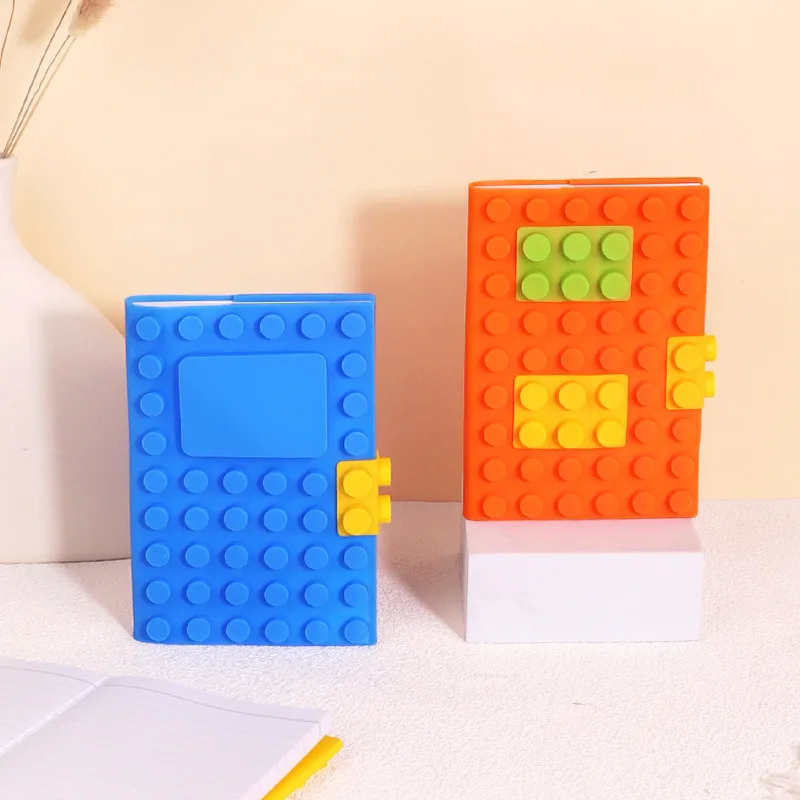 Factory direct creative stationery silicone notebook can print logo building block gift 6a student silicone notepad