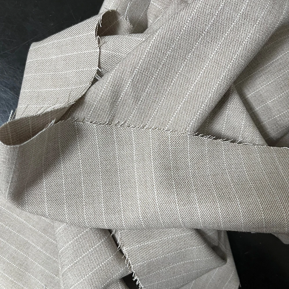 Fancy polyester viscose spandex stripe blend tr suiting fabric