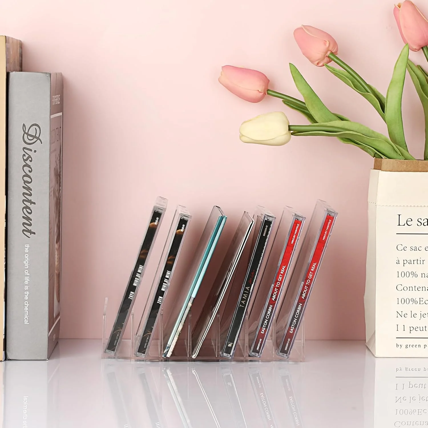 Clear Acrylic cd Holder Acrylic CD Organizers CD Display Rack Holds for Media Shelf Storage and Organization