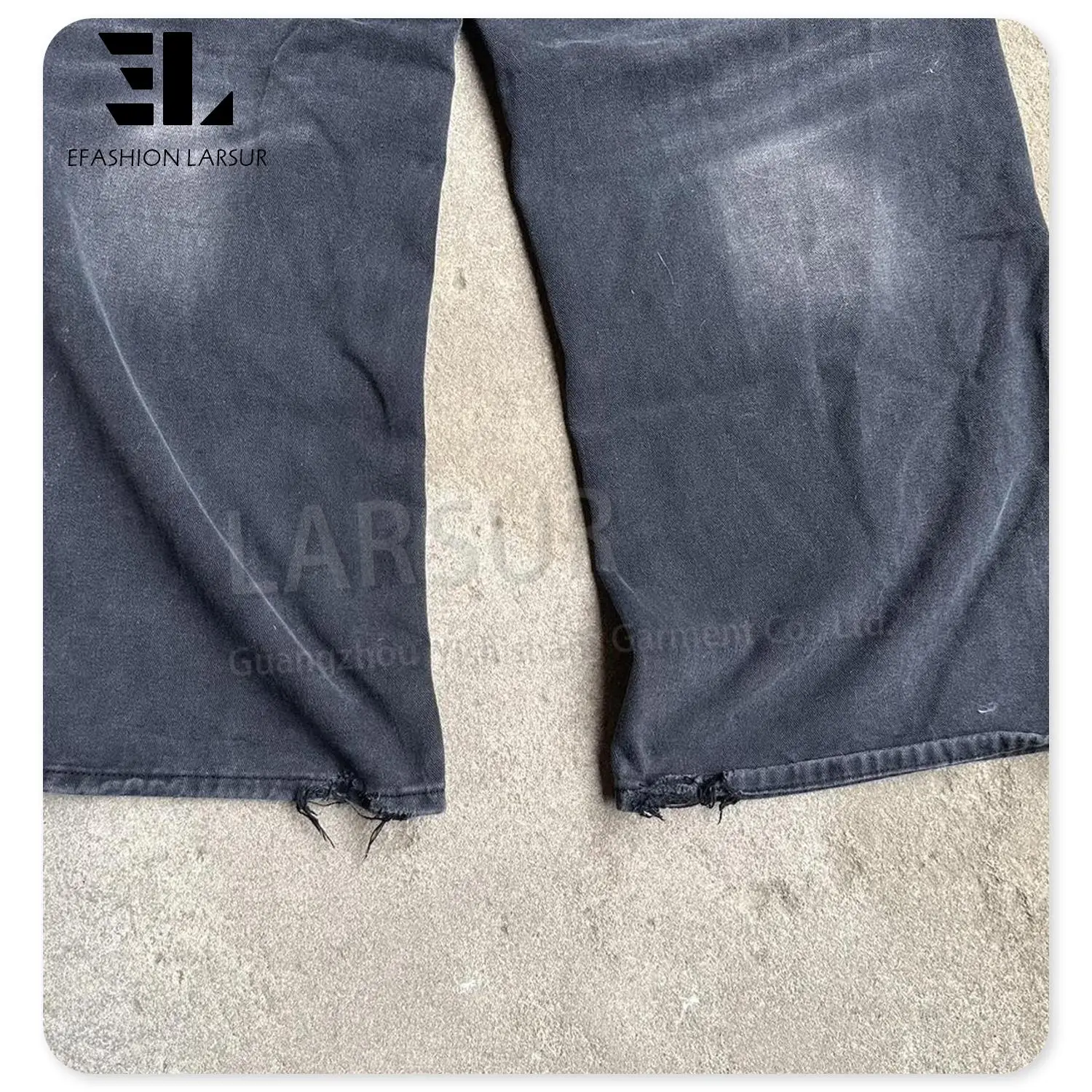 LARSUR Custom denim factory Y2K distressed rave raver baggy flare denim pant wide leg boot cut bell bottom flare loose jeans men