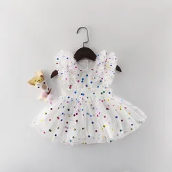 Posh Wholesale Boutique Baby Party Clothes Sequin Lace Chiffon TuTu Button Girl Dress  For 2-6 Years Made In China