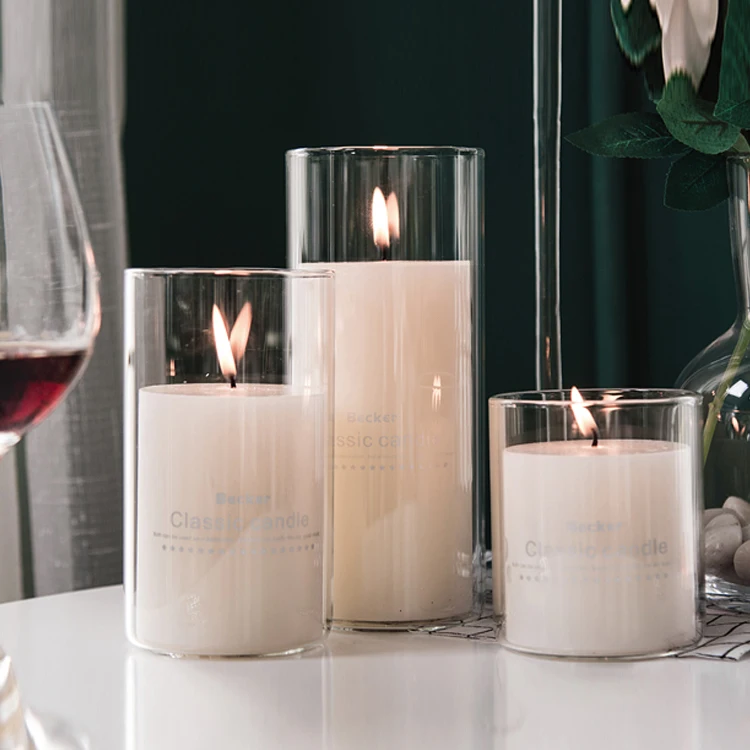 Ручная работа прозрачная боросиликатная стеклянная банка цилиндрическая для свечей