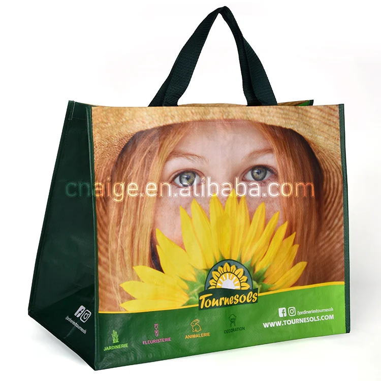 Custom Recycled Lamination Tote Bag Laminated Pp Woven Shopping Bag