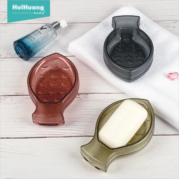 
Wholesale simple style fish shape 3 colors plastic soap case box for bathroom 