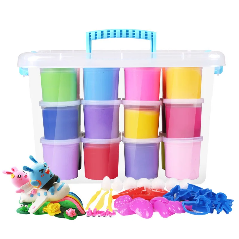Playdough Toys DIY Clay Kids Plasticine Modeling Clay Jungle Carnival Animal Toys Creations Tool Set