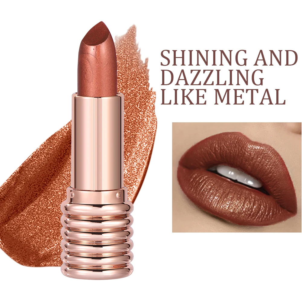 Metallic Liquid Lipstick Non Stick Cup Lip GlossHigh Impact Lip Color Long Lasting Waterproof Lipstick Makeup for Women