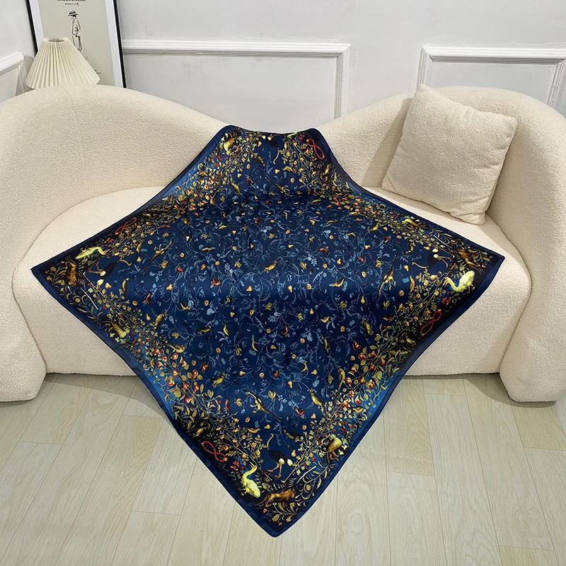 New Fashion Silk Square Scarf For Women 110*110cm Neck Hair Tie Band Bag Warp Soft Neckerchief Hijab Headscarf