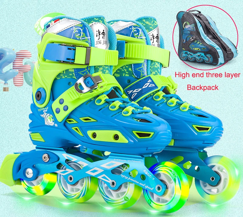 Wholesale High Quality New Inline Design Adult Adjustable Pu Flash Wheels Roller Skates Flat Shoes Women