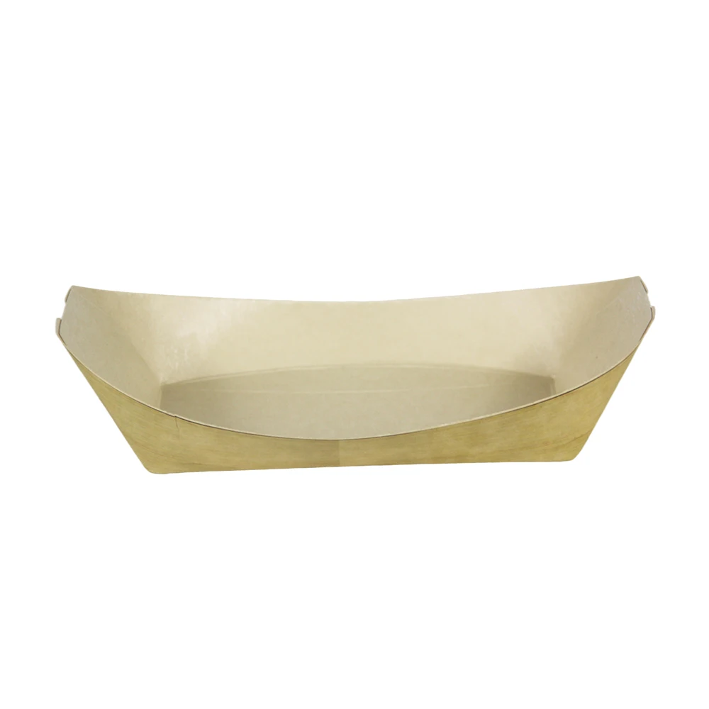 Biodegradable disposable boat shape oil-proof octopus balls snack plates paper tray