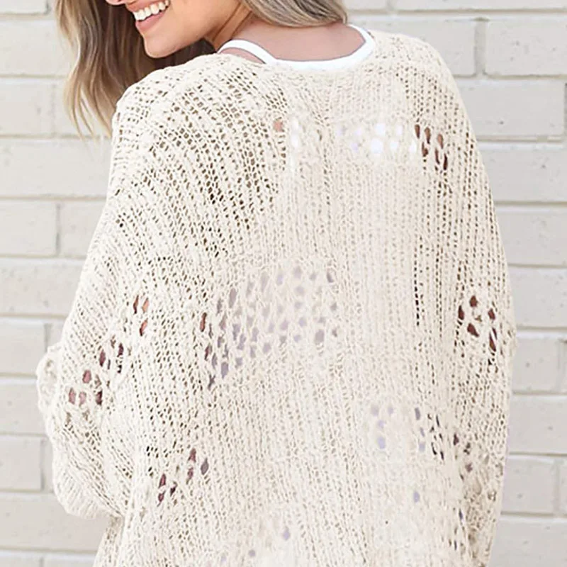 Spring Netted Crochet Knit Cardigans Sweaters Lightweight Summer Cardigan For Women