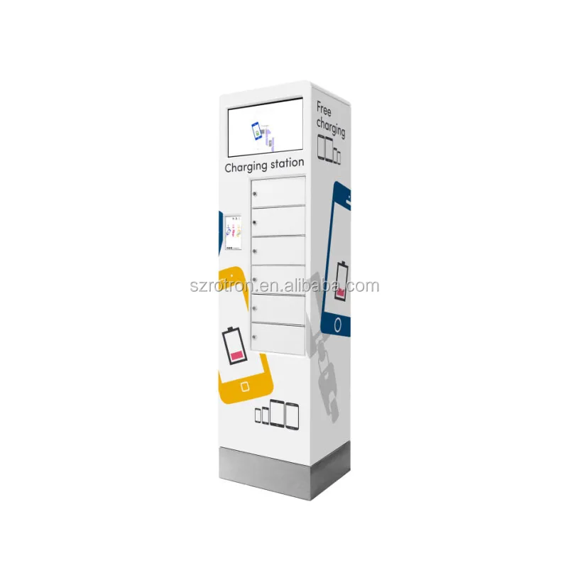 Remote Manage Network Access 6 Lockers Fast Charger Mobile Device Charging Station Kiosk