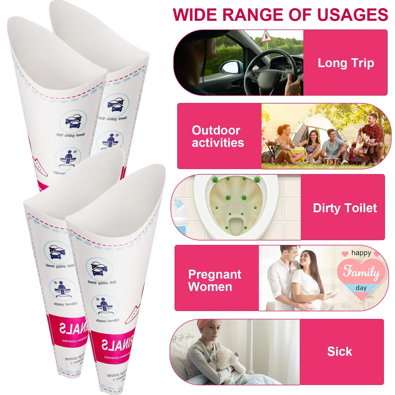 2024 Hot Selling Women Emergency Standing Urination Device Disposable Female Urinals For Pregnant