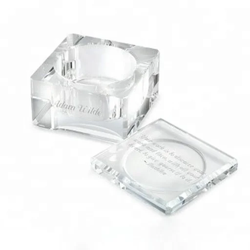 custom engraved crystal cube jewel trinket box bridal party gifts