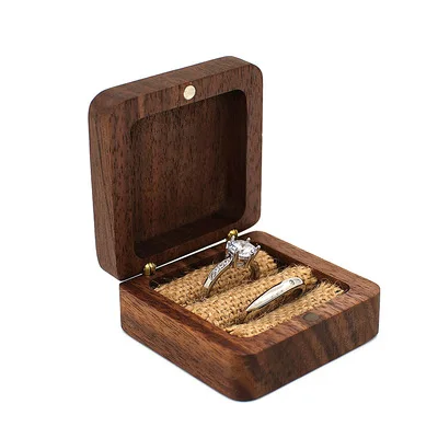 
Hot sale modern natural square wooden box with magnetic shell wooden ring boxes jewellery 