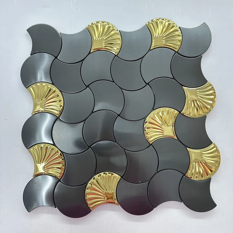 SANIPRO Modern Luxury Premium Multicolor Special Shaped Wall Decor Brick Stainless Steel Decorative Mosaic Tile