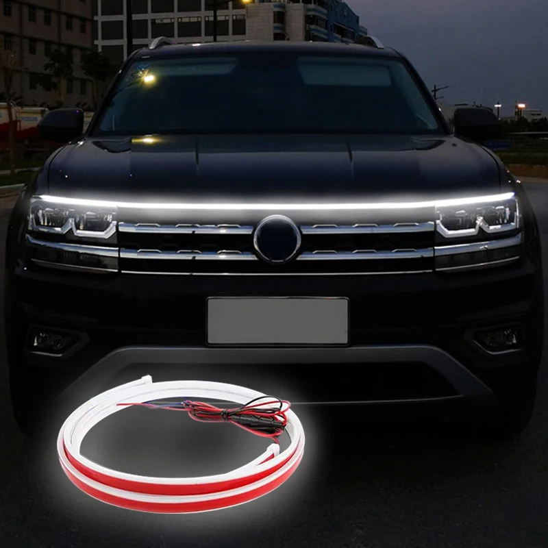LED Car Hood Lights Strip Universal Auto Decorative Atmosphere Lamps  DRL Strip Ambient Lights Car Daytime Running Lights