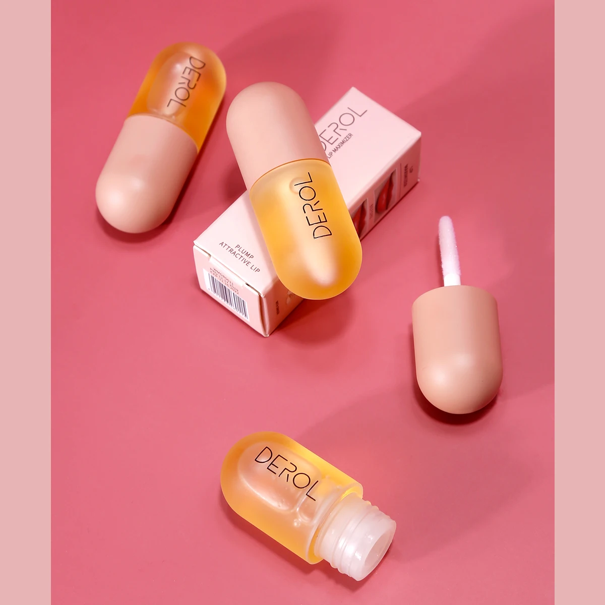 DEROL 5.5ml Plumper Gloss With Organic Peppermint Oil Set  Lip Fullness Moisture Replenishment Travel Size Lip Oil