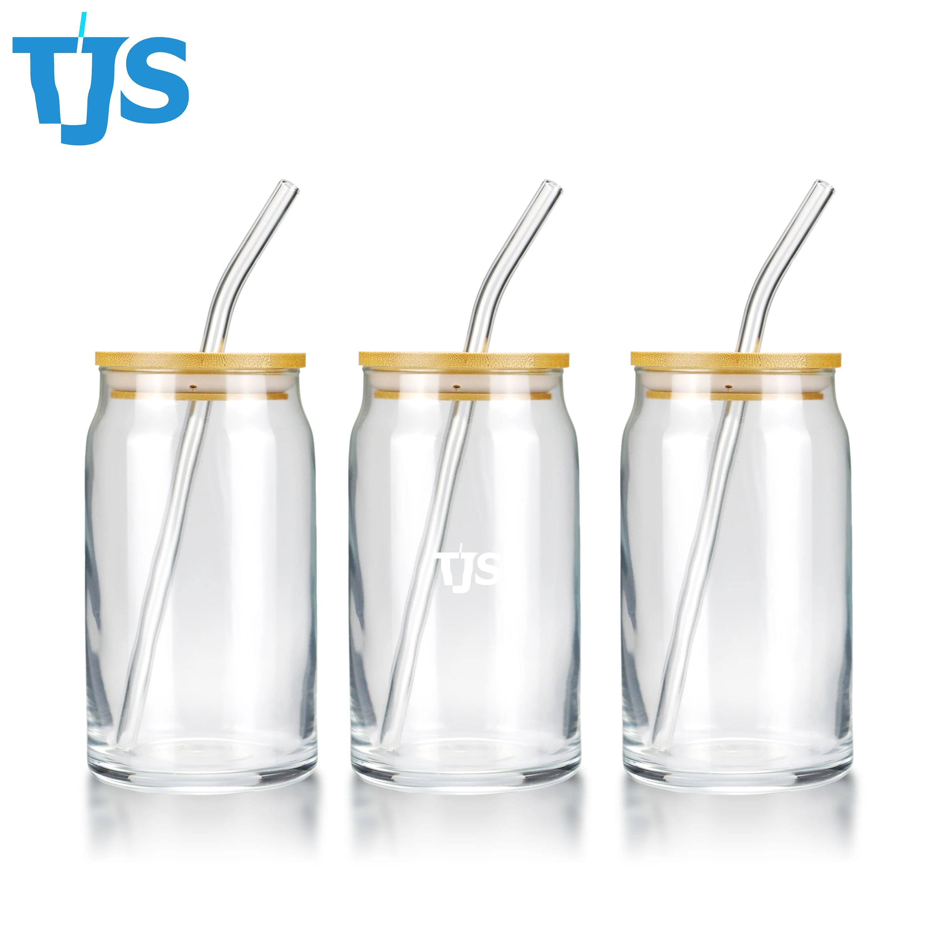 Wholesale Drinking Glasses Custom Logo Printed Clear Beer Can Glass 16oz 12oz Sublimation Drinks Bottle