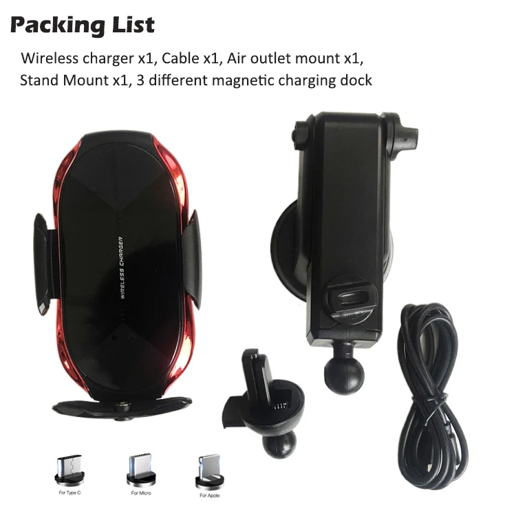 
 Бесплатная доставка, автомобильное зажимное магнитное Беспроводное зарядное устройство 10 Вт, зарядное устройство для телефона, держатель для телефона, беспроводное автомобильное зарядное устройство  