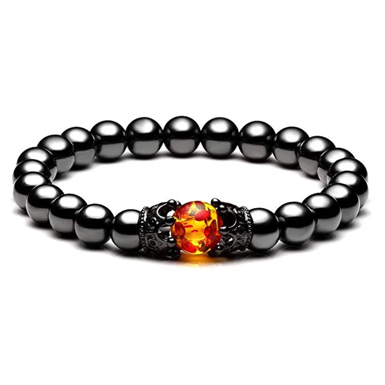 European and American hot selling fashion Tiger eye stone  hematite  Lava  Double crown Bracelet