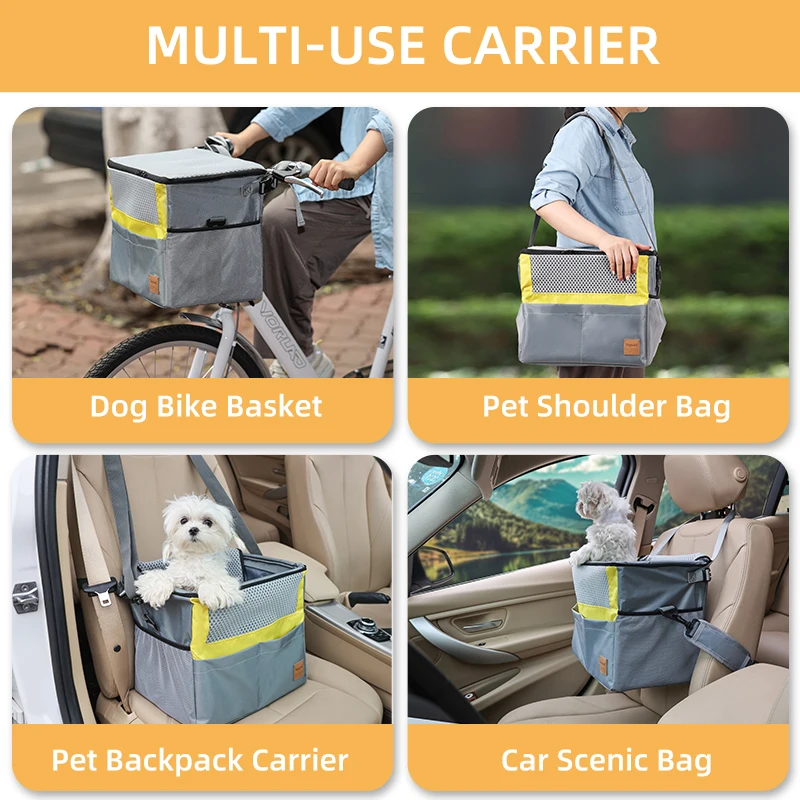 Folding Small Pet Cat Carrier removable seat dog car seat dog basket for bike Bicycle