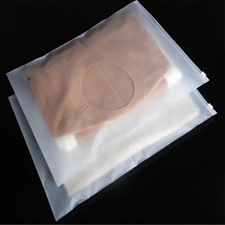 EVA Clothing Packaging Bags Ziplock Plastic Bag Logo Printed Frosted Zipper Bags With Slider