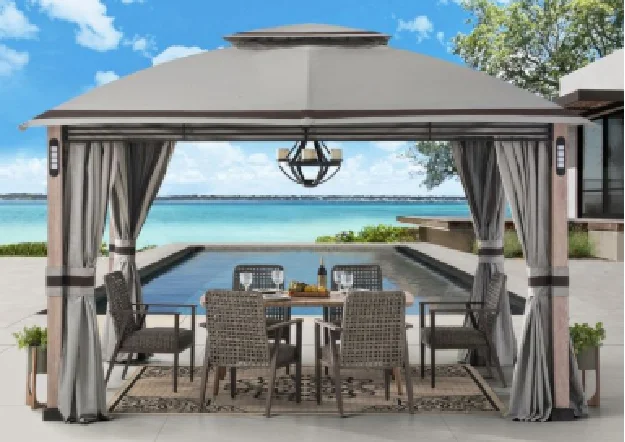 10x12FT Outdoor Garden Iron Gazebos Pavilions with Double Top