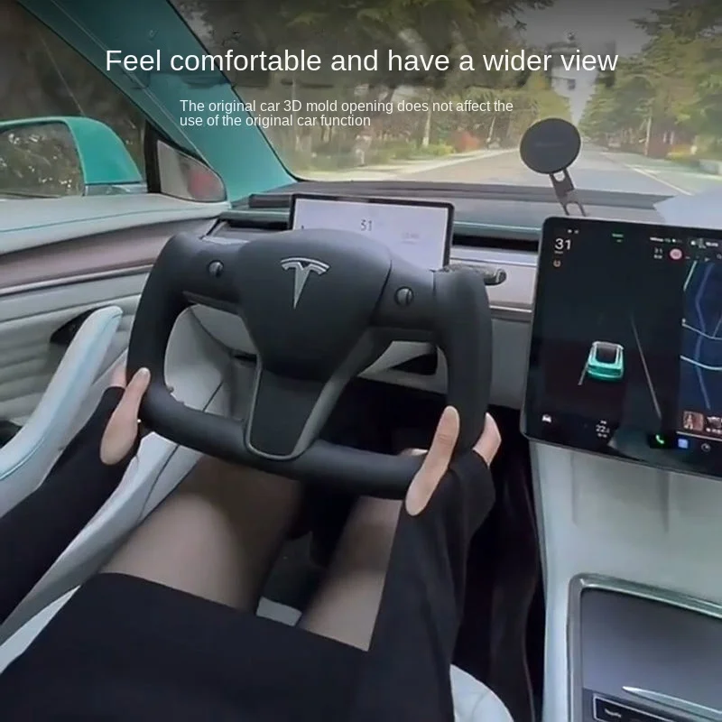 Рулевое колесо под заказ для Tesla Model Y 3 рулевое Алькантара из углеродного волокна