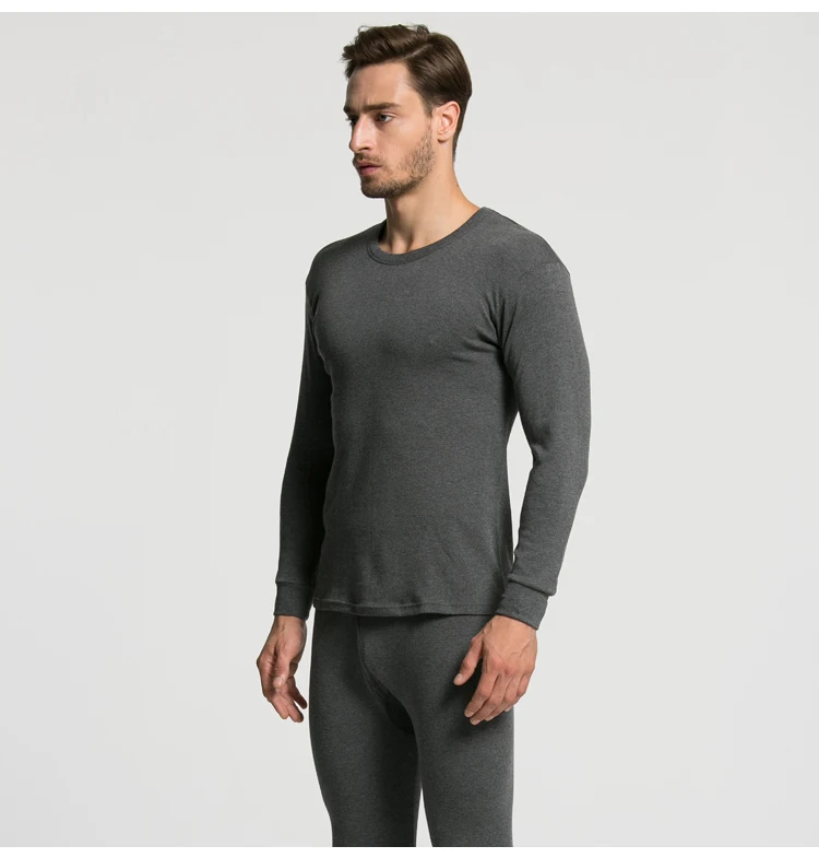 Wholesale winter Mens cotton thermal long johns underwear set with Top And Bottom