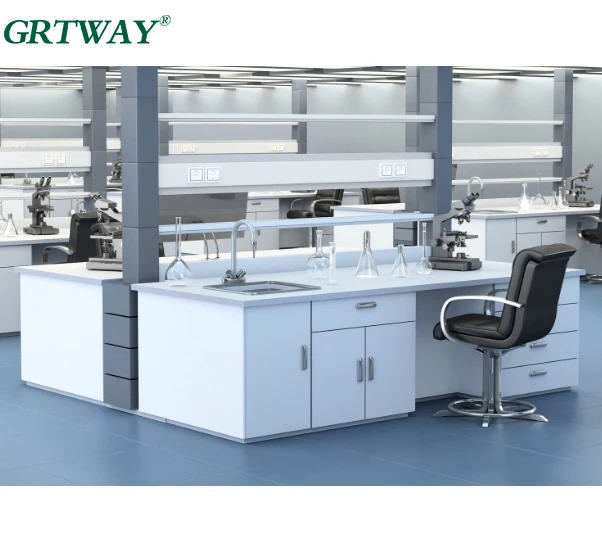 LAB065 Laboratory Workbenches with Steel Frame and Chemical Resistance Counter Top High Quality Lab Furniture