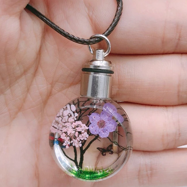 New Fashion LED Light  Necklace DIY Creative Personality Glass Pendant Necklace