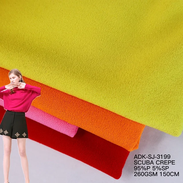 
Manufacturer custom Best wholesale tissus telas polyester korean crepe scuba knit fabric 