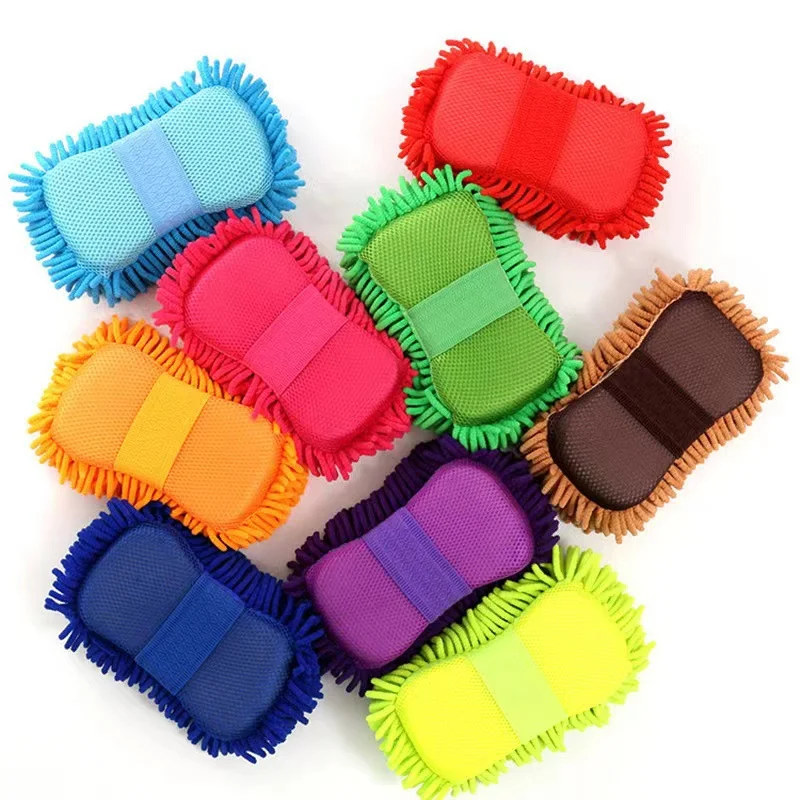Round Detailing Cleaning Cloth With For Car Microfiber Chenille Sponge Top Fashion Colorful Wax Applicator Pad