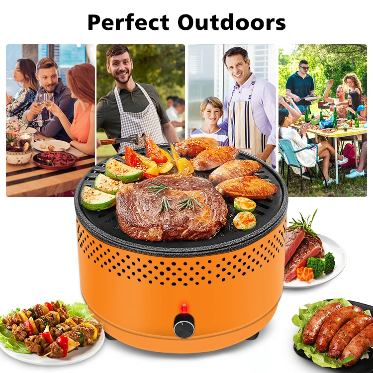 Hot sale multifunctional electric camping grill portable Charcoal Lotus Mini Grill roaster smokeless bbq grill korea table