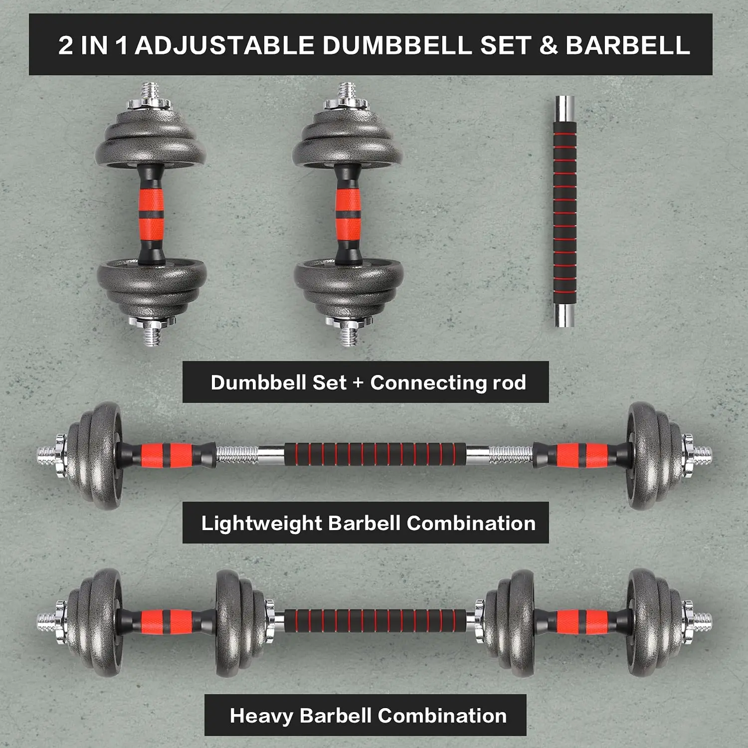 Weight Lifting For Gym Black 20Kg Weight Adjustable Dumbbell Set