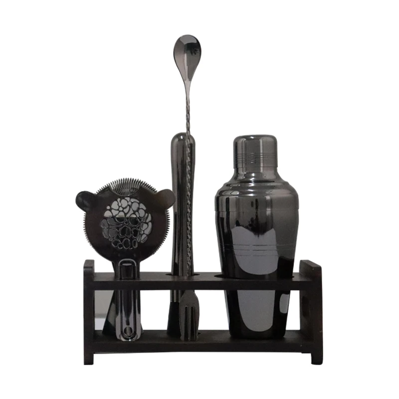 Stainless steel bartending set Bar accessories Bartending set all the basic bar tools Factory direct sales with bamboo frame