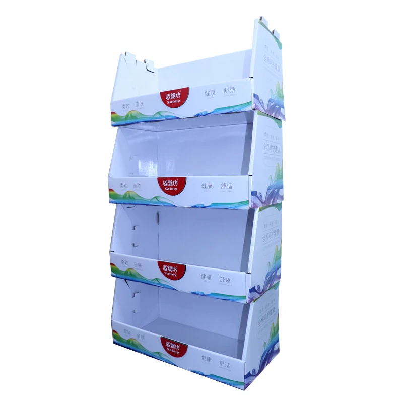 wholesale food Floor Rack Corrugated Cardboard strongly withhold with layers toys peg hooks Comic Book Display Shelf For Store