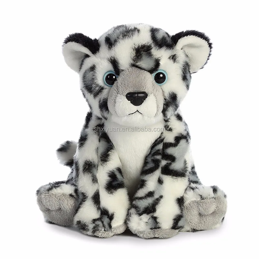 Cute plush jungle animal toy white sitting leopard