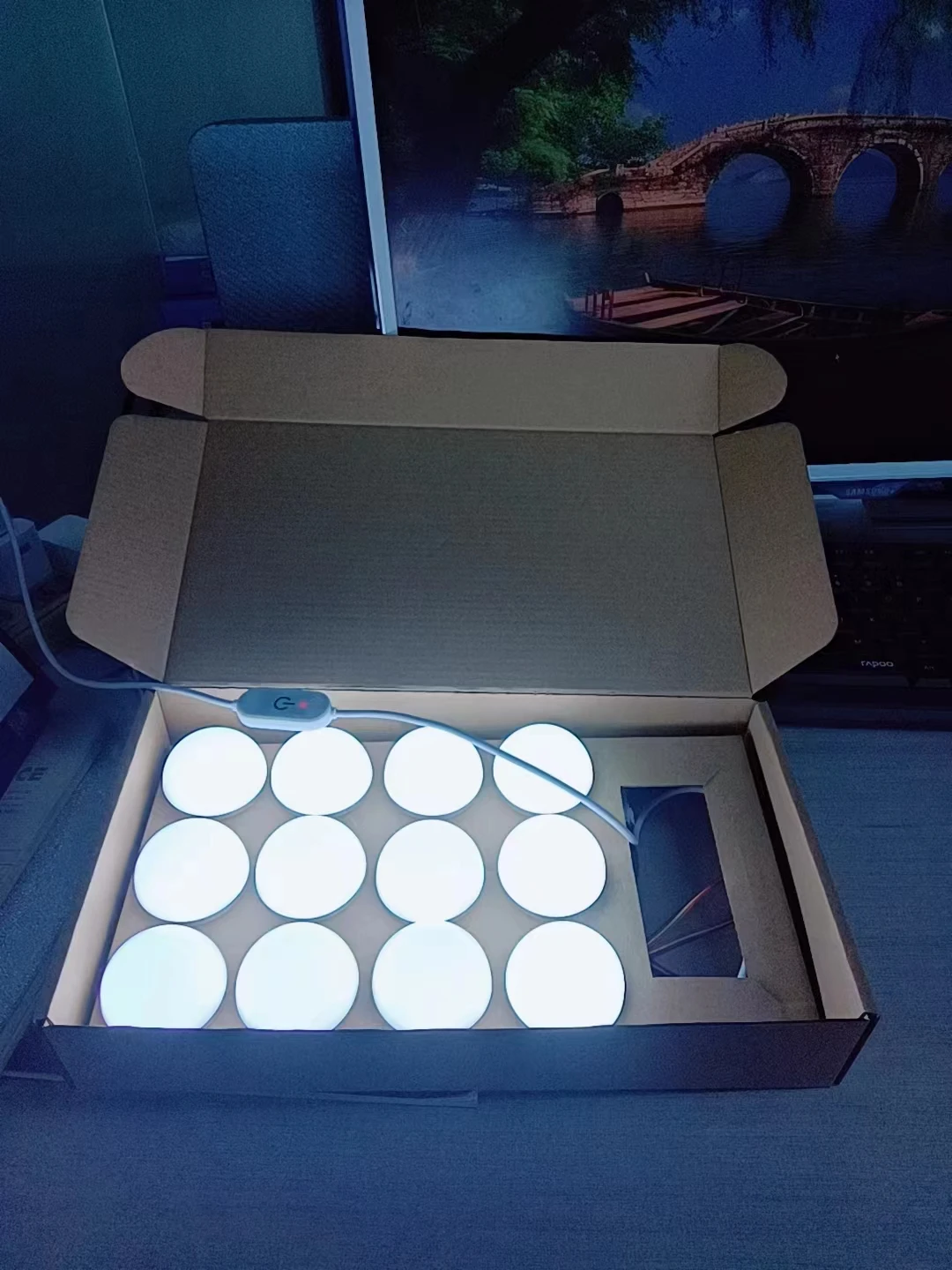 Tri-color Dimmable LED Beauty Mirror  48mm PC DC12V Stick Drill for Bathroom and Bedmirrorresser Bulbs Modern Mirror Light