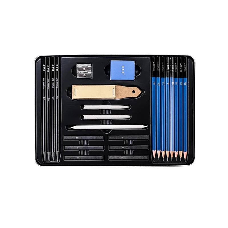24pcs kids art drawing set sketching pencils kit