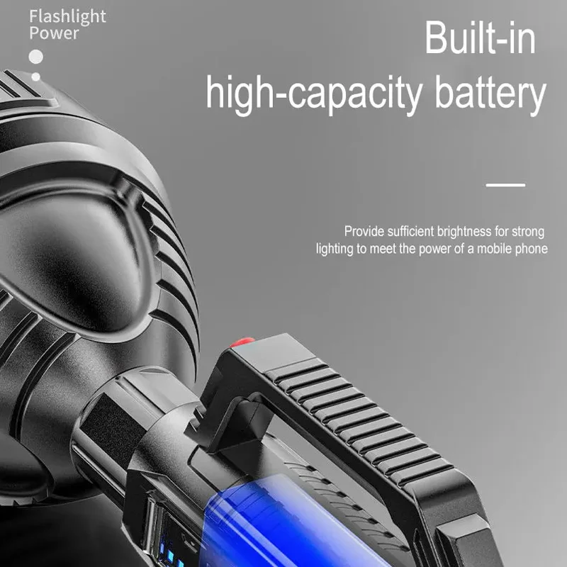 Outdoor High Powered Long Range Portable Light Torch Multifunctional LED Flashlight USB Rechargeable Searchlight