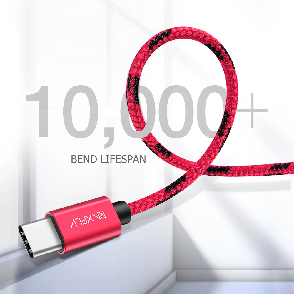 Free Shipping 1 Sample OK RAXFLY 0.5m 1.2m 2m Type Fast Charger Cable Nylon USB Data Cable