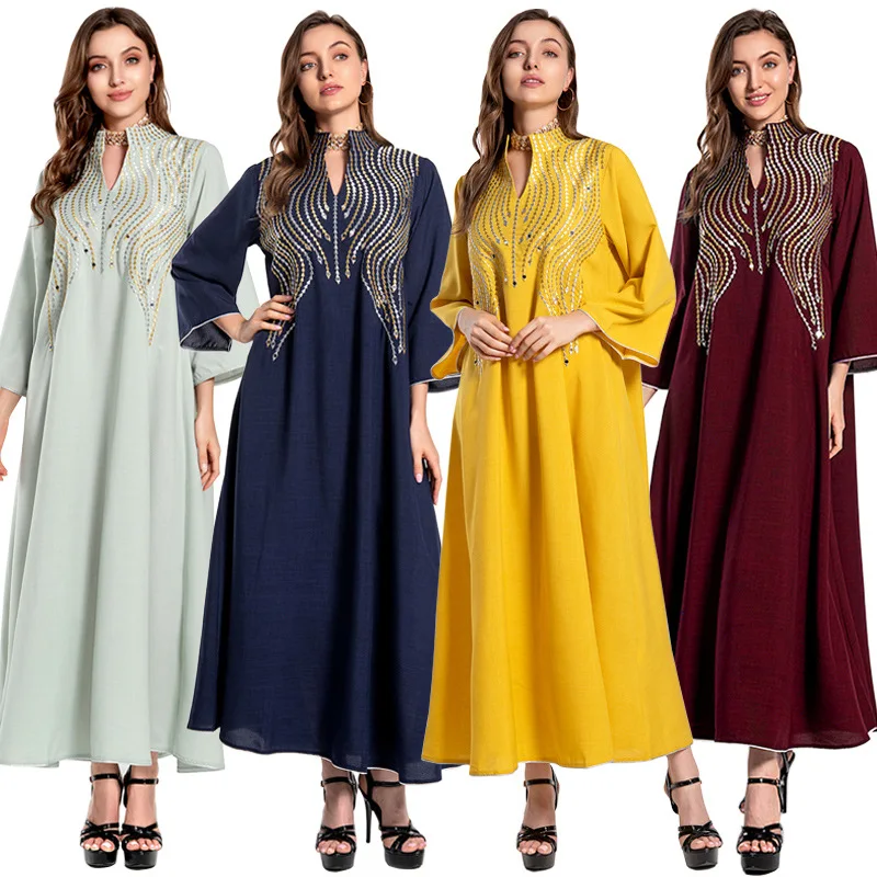 New Dubai Chiffon Women Long Dinner Islamic Abaya Muslim Dresses