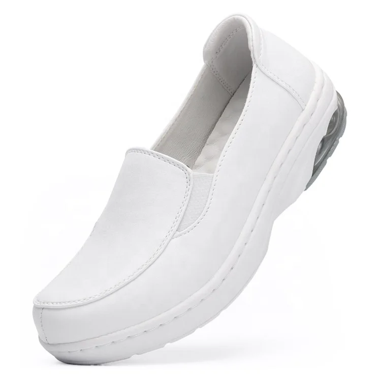 Wholesale Slip Resistant Waterproof EVA White Leather Wedge Nurse Shoes for Hospital